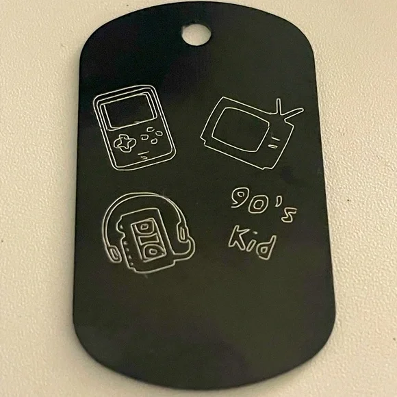 90s kid dog tag original design Walkman, tv, game boy cool design black & silver - Picture 1 of 1